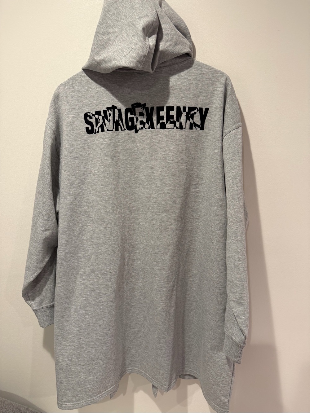 Savage X Fenty Gray Hooded Robe Duster Cardigan Graphic Loungewear OS One Size